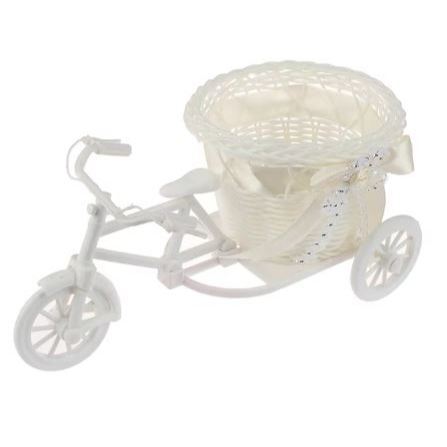 White Bicycle Decorative Flower Basket Wedding Decoration Plastic Tricycle Design Pot Storage Party(3062L) - Image 12