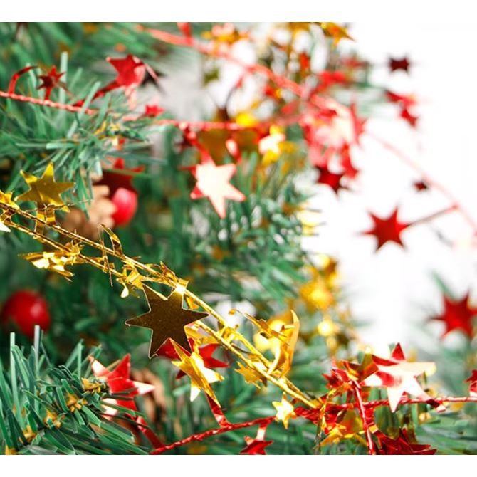 7.5m Christmas Tree Pendant Star Glitter Wire Tinsel Garland Sparkly Star String Xmas Party New Year Diy Decor (3066L)