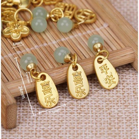 Jade Green Fortune Brand Pendant Color-preserving Ancient Golden Fortune Brand Bracelet Pendant DIY (3080L) - Image 18