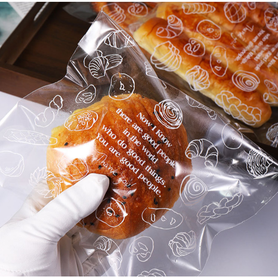 20pcs Clear Self-sealing Bags For Bakery Breads, Doughnuts, Croissants, Disposable Packaging For Kitchen 透明面包包装袋(4011L) - Image 2