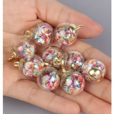 21x16mm Transparent Glass Ball Charms Pendant with Tiny Rhinestones Star Sequins Foam for Necklace Jewelry DIY(3101L) - Image 8