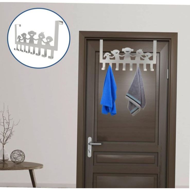 Stainless Steel Door Back Hook Non-Marking Punch Storage Hook for Cloths Hats Towels Easy Install Space Saver (3133L)