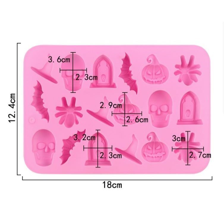 6/8/18/50 Cavities Halloween Scary Silicone Mold Hat Skull Tomb Bat Pumpkin Spider Chocolate Gummy Mould Cake Dec(3126L) - Image 5
