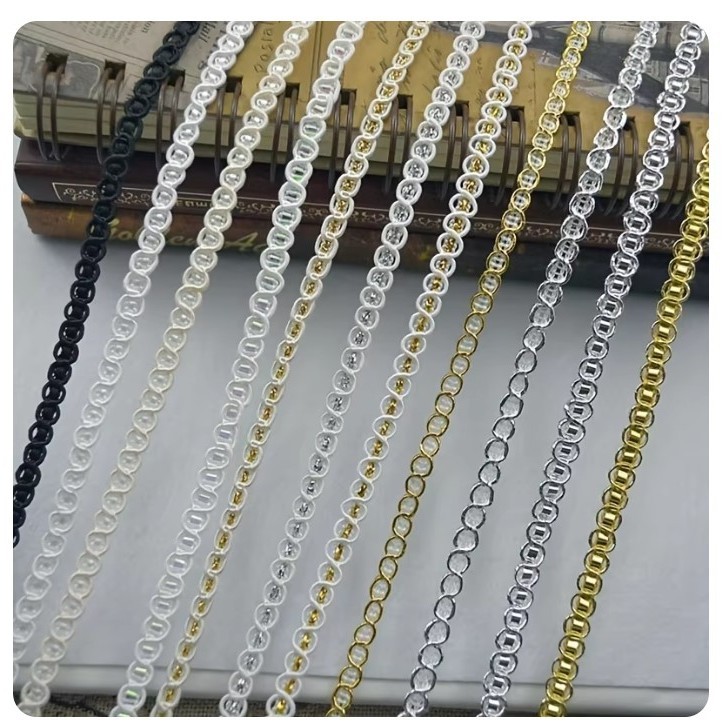 1yard 5mm Cute Gold Silver Line Fabric Dotted Wavy Centipede Belt Lace Trim Clothing Home Textiles 小香风花边 辅料金色花边(2086L) - Image 4