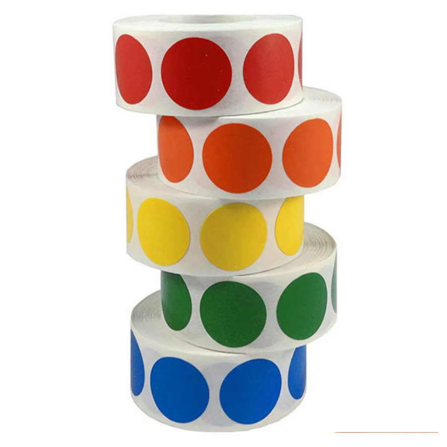 1inch Round Colourful Brown Label Stickers Reusable Waterproof Stickers for Containers Jars 彩色牛皮纸圆形不干胶贴 (3018L)