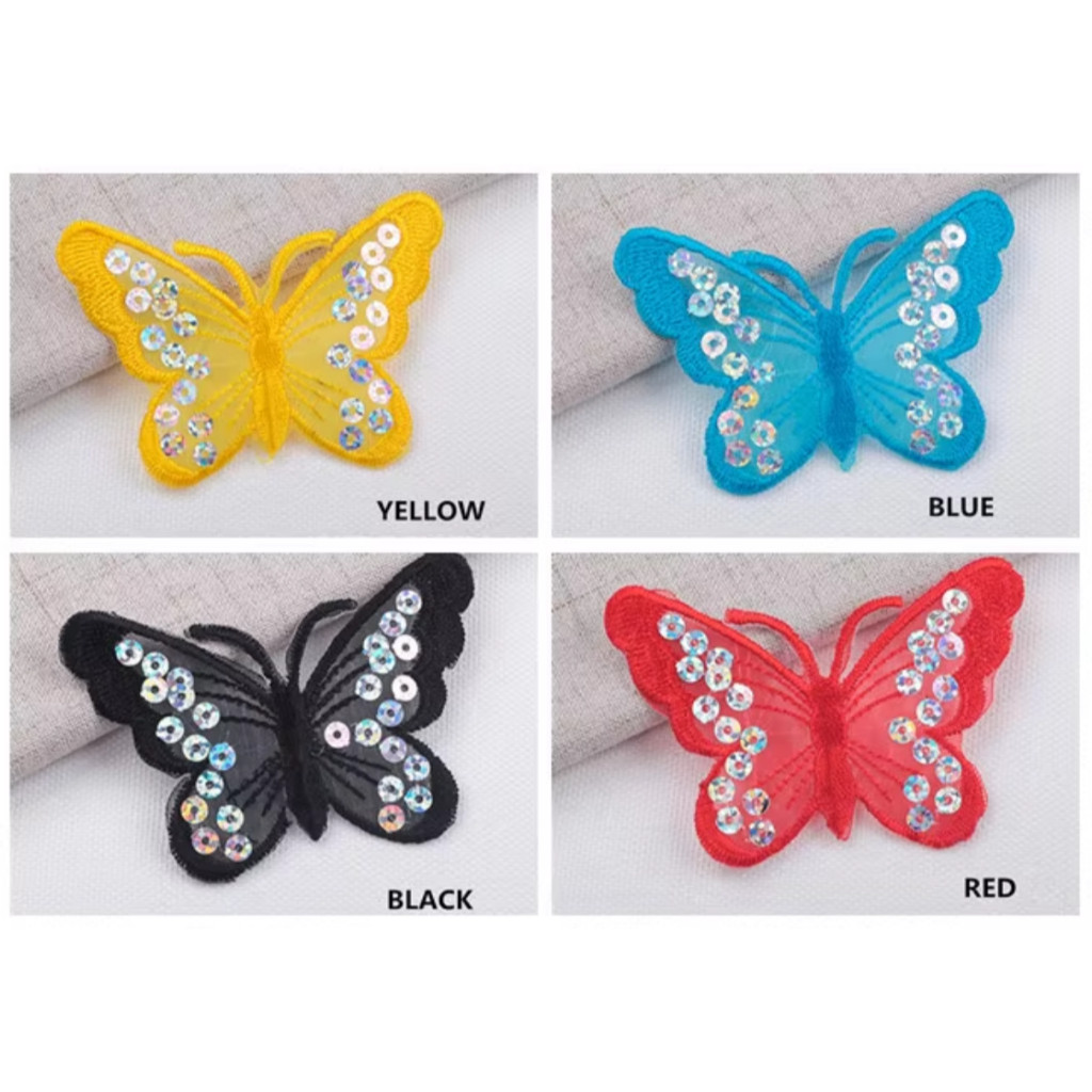 1pc Mixing Sequins Patch Embroidered Butterfly Iron On Patches For Clothing Badge Sticker Apparel Accessories刺绣蝴蝶(4007L) - Image 3