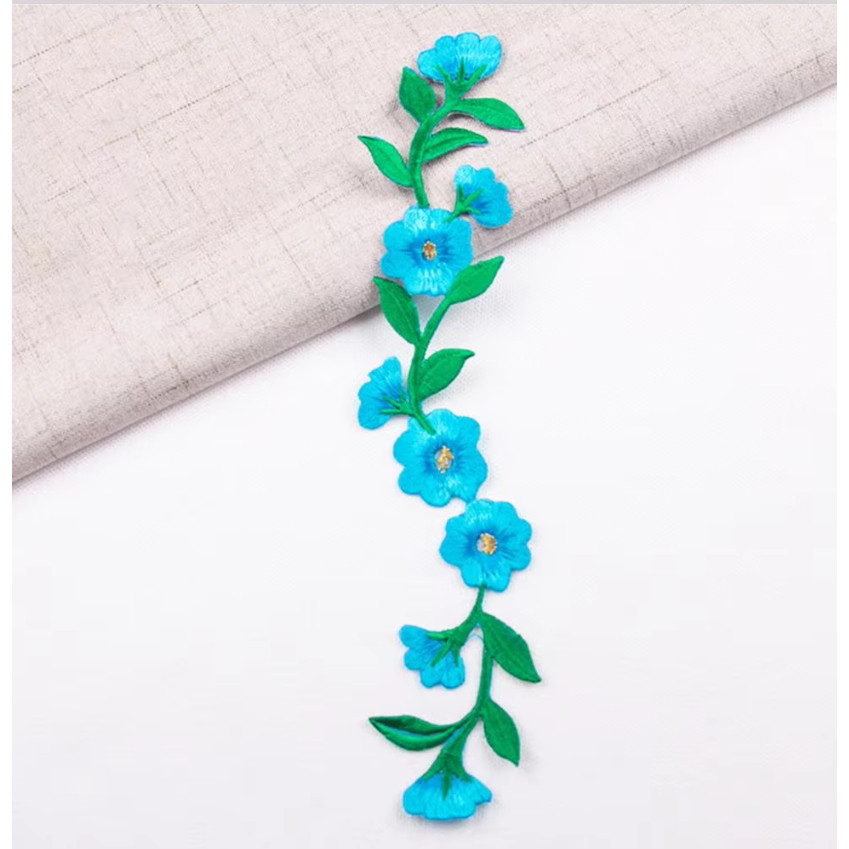 New Style Embroidered Flower Waistband Collar DIY Decorative Long Flower Pattern Patch Clothing Accessories 刺绣布贴 (4008L) - Image 14