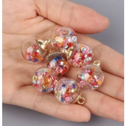 21x16mm Transparent Glass Ball Charms Pendant with Tiny Rhinestones Star Sequins Foam for Necklace Jewelry DIY(3101L) - Image 9