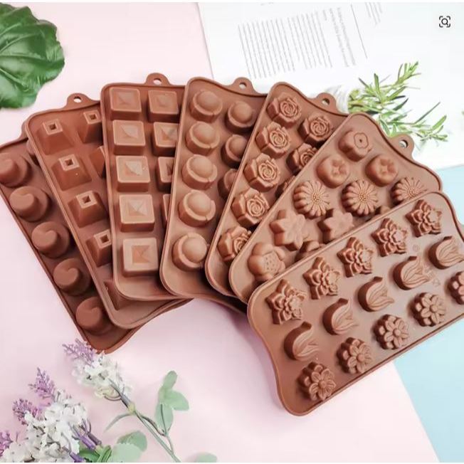15 & 12 Flower Chocolate Silicone Mold Ice Cube Tray Jelly Pudding Baking Mould Cake Decoration Cupcake Topper (3023L)