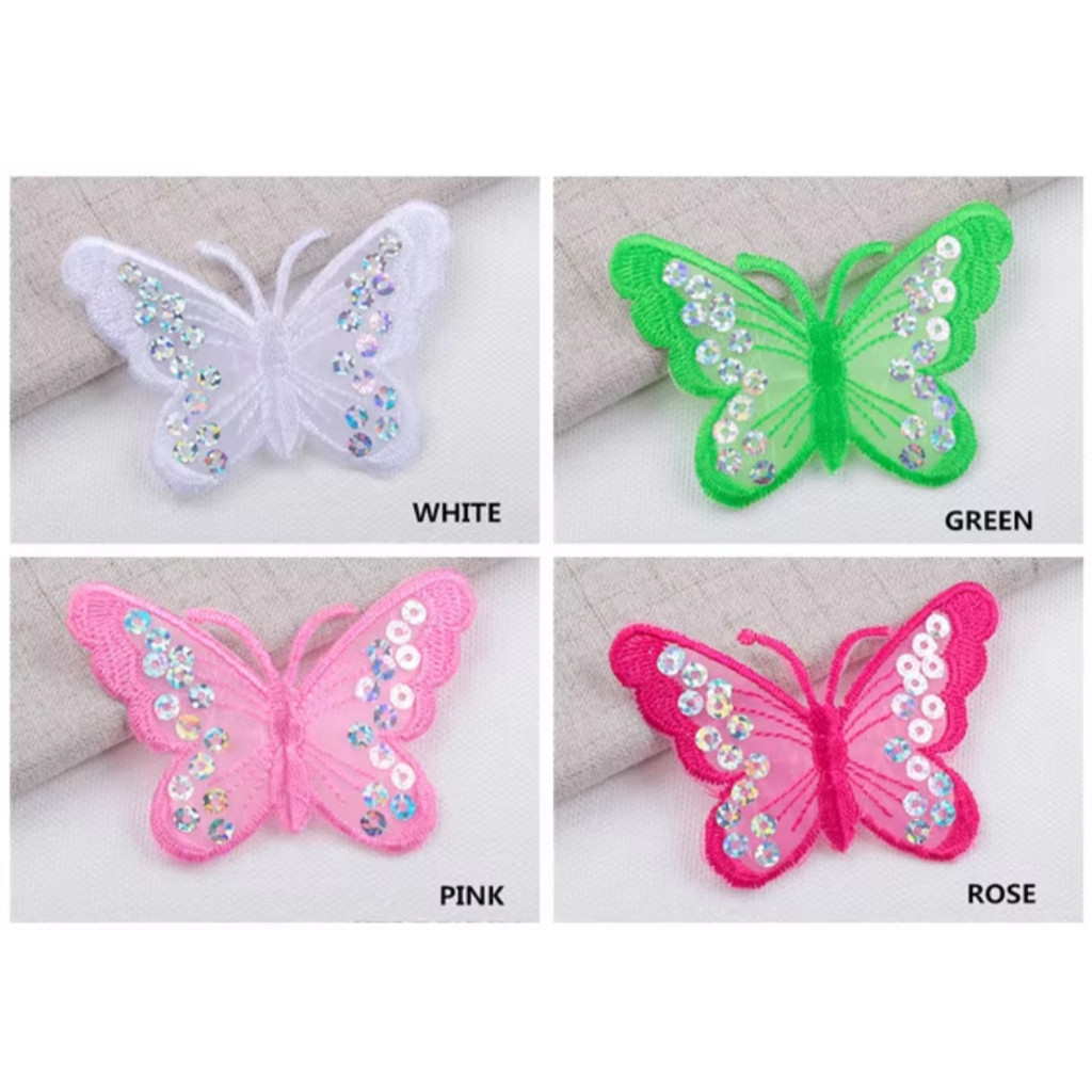 1pc Mixing Sequins Patch Embroidered Butterfly Iron On Patches For Clothing Badge Sticker Apparel Accessories刺绣蝴蝶(4007L) - Image 2