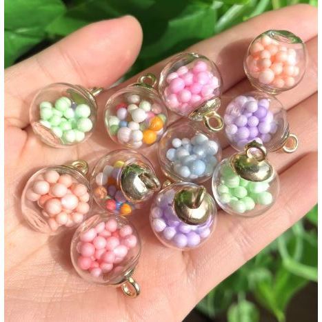 21x16mm Transparent Glass Ball Charms Pendant with Tiny Rhinestones Star Sequins Foam for Necklace Jewelry DIY(3101L) - Image 6