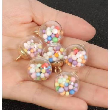21x16mm Transparent Glass Ball Charms Pendant with Tiny Rhinestones Star Sequins Foam for Necklace Jewelry DIY(3101L) - Image 7