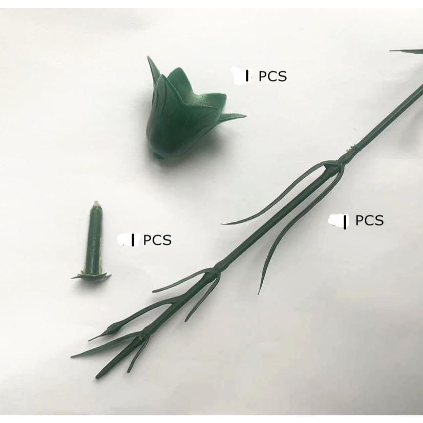 1 set Floral Wire Stem with Leaves and Calyxes for DIY Crafts Artificial Carnation Crochet Flower Stem for Making(3051L) - Image 6