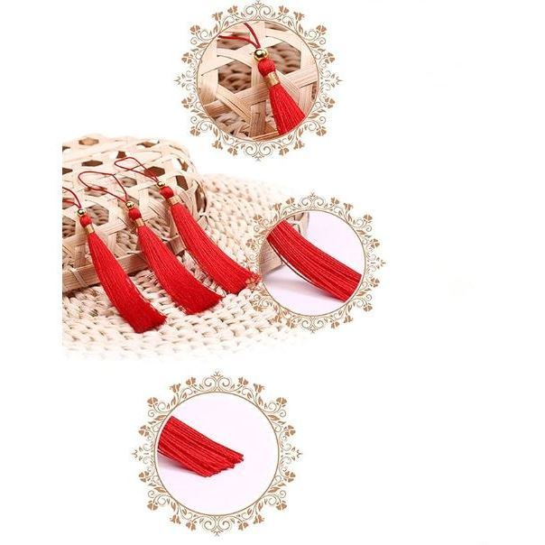 Silky Handmade Flossy Bookmark Tassels with Cord Loop and Beads for Earring Jewelry Making Invitation Souvenir(3075L) - Image 2