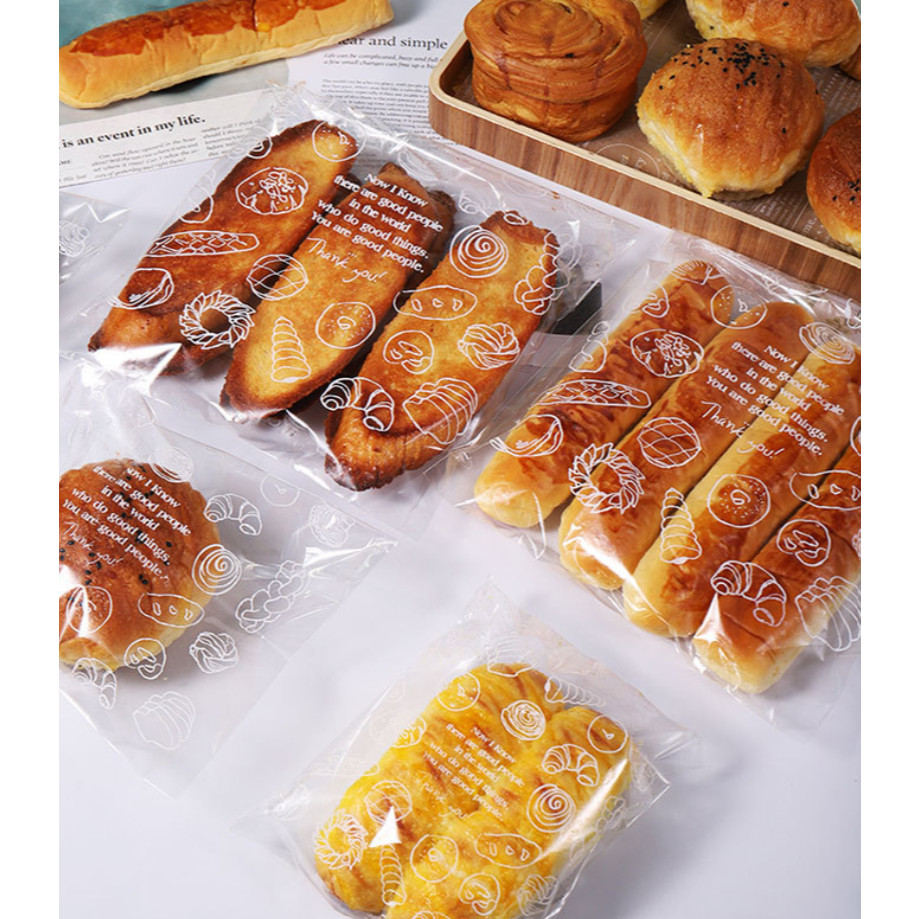 20pcs Clear Self-sealing Bags For Bakery Breads, Doughnuts, Croissants, Disposable Packaging For Kitchen 透明面包包装袋(4011L) - Image 4