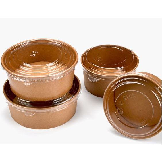 900ML/1150ML Brown Paper Bowl with Lids, Disposable Bowls for Salad, Soup, Hot/Cold Food-Microwave & Freezer Safe(3098L) - Image 5