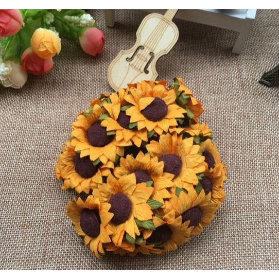 10pcs/lot Small Fake Simulation Sunflowers Small Fake Silk Sunflowers Faux Yellow Flowers Bulk for Craft Party (3124L)