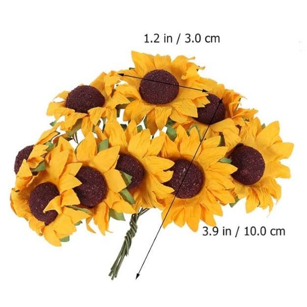 10pcs/lot Small Fake Simulation Sunflowers Small Fake Silk Sunflowers Faux Yellow Flowers Bulk for Craft Party (3124L) - Image 5
