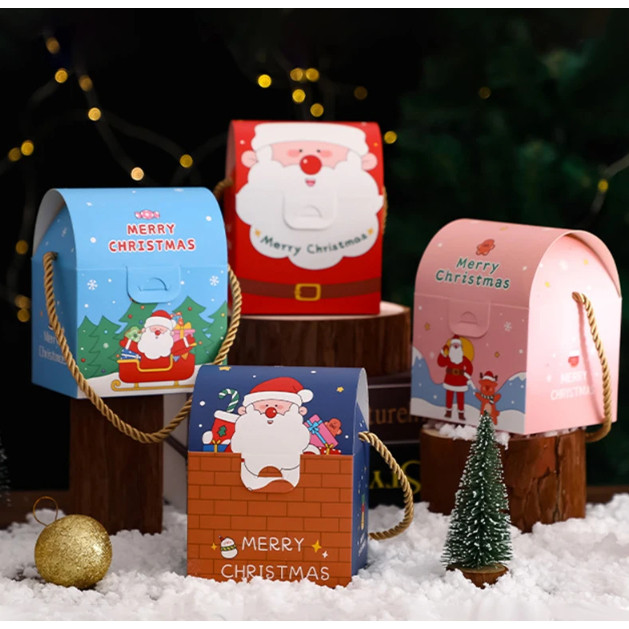 Christmas Gift Box Candy Chocolate Biscuit Packaging Box Bags Xmas Eve Apple Boxes Carrying Case New Year Party (3159L) - Image 2