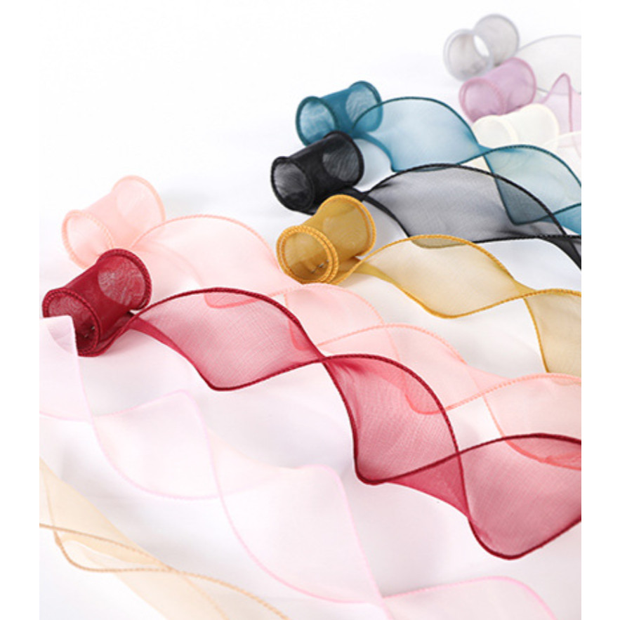 10yards/roll Fishtail Yarn Wave Sheer Chiffon Organza Ribbons Gift Box Packaging Bouquet Wrapping 鱼尾纱波浪纱丝带 (2971L) - Image 3