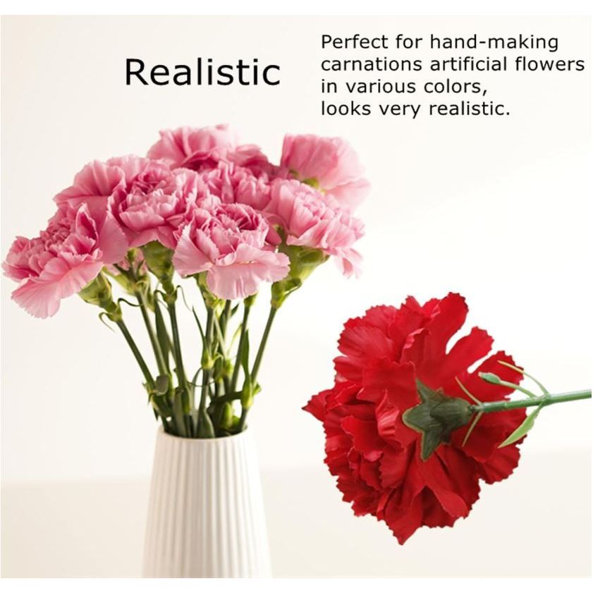 1 set Floral Wire Stem with Leaves and Calyxes for DIY Crafts Artificial Carnation Crochet Flower Stem for Making(3051L) - Image 4