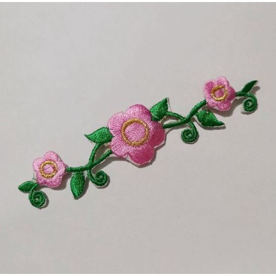 1pc Flower Spray, Iron On patch, Flower patch, Pink flower, Embroidery patch, Flowers patch, Embroidery 小藤梅花刺绣布贴 (3064L) - Image 9