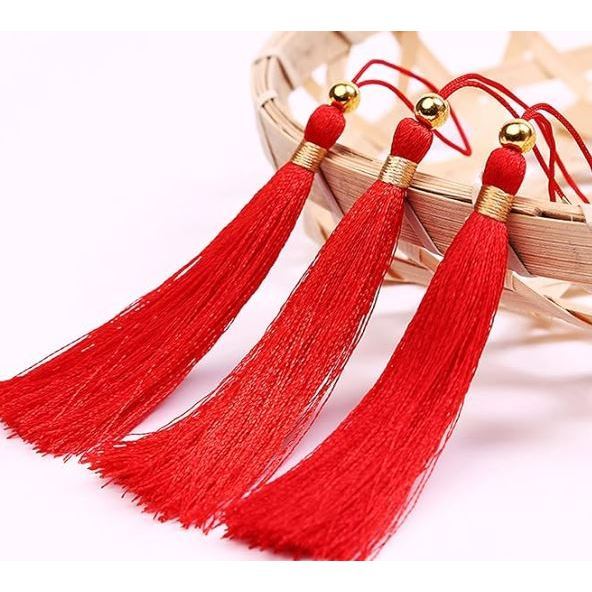 Silky Handmade Flossy Bookmark Tassels with Cord Loop and Beads for Earring Jewelry Making Invitation Souvenir(3075L) - Image 9