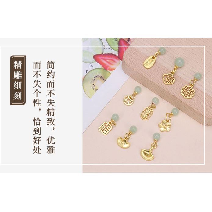 Jade Green Fortune Brand Pendant Color-preserving Ancient Golden Fortune Brand Bracelet Pendant DIY (3080L) - Image 3
