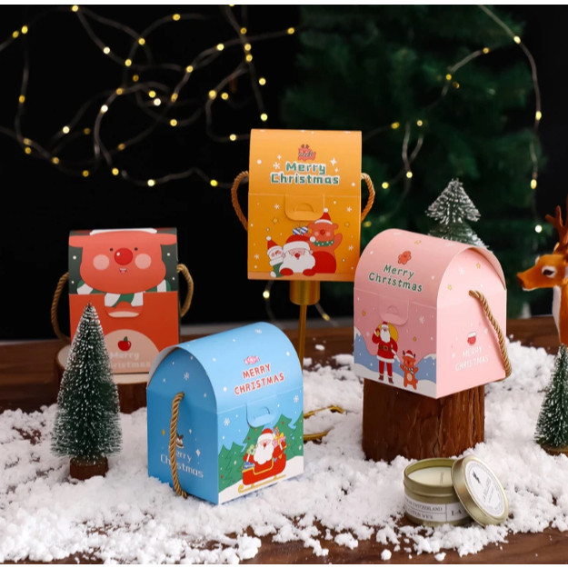 Christmas Gift Box Candy Chocolate Biscuit Packaging Box Bags Xmas Eve Apple Boxes Carrying Case New Year Party (3159L)