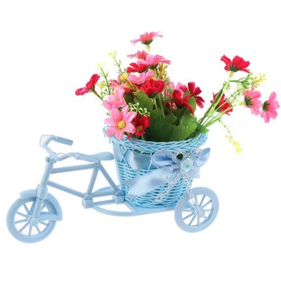 White Bicycle Decorative Flower Basket Wedding Decoration Plastic Tricycle Design Pot Storage Party(3062L) - Image 6