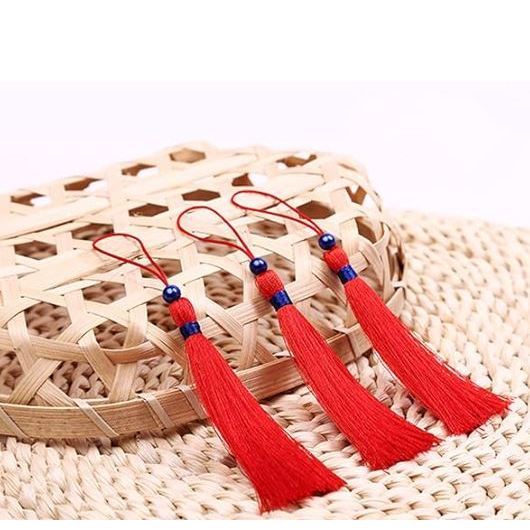 Silky Handmade Flossy Bookmark Tassels with Cord Loop and Beads for Earring Jewelry Making Invitation Souvenir(3075L) - Image 8