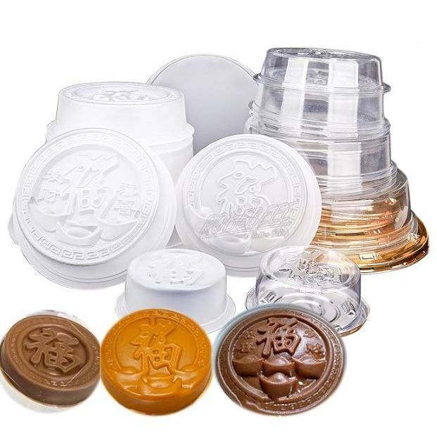 Bowl Shape Chinese Word Fu and Gong Xi Fa Cai with Coin Pudding Mold Water Chestnut Cake Maker Packaging Box (3087L)