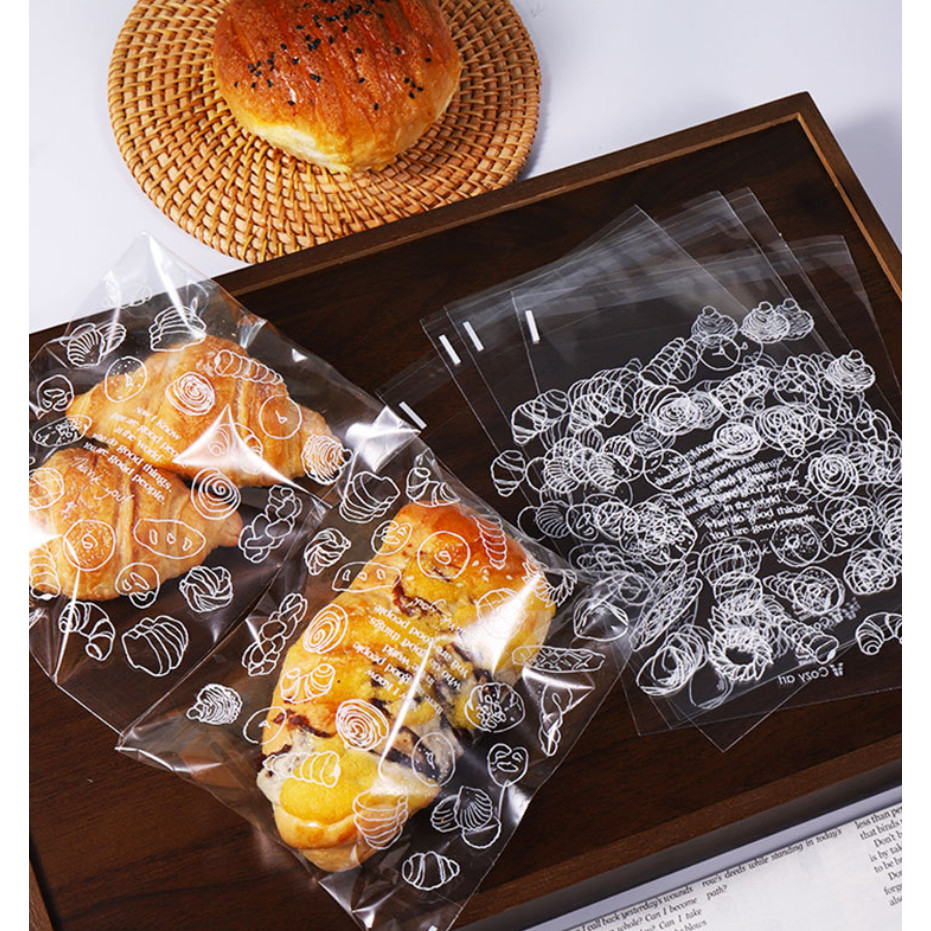 20pcs Clear Self-sealing Bags For Bakery Breads, Doughnuts, Croissants, Disposable Packaging For Kitchen 透明面包包装袋(4011L) - Image 8