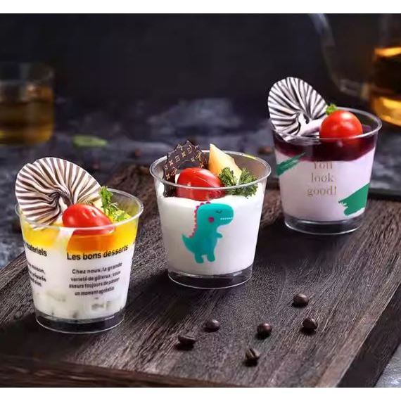 20pcs 200ml Disposable Salad Cup Transparent Plastic Dessert Bowl Container Ice Cream Plastic Cup With Lids (3097L) - Image 2