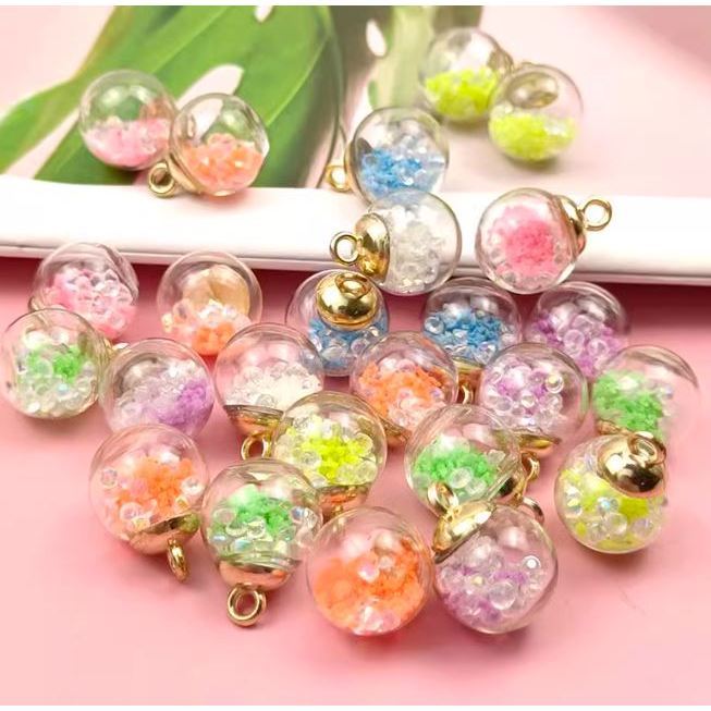 21x16mm Transparent Glass Ball Charms Pendant with Tiny Rhinestones Star Sequins Foam for Necklace Jewelry DIY(3101L) - Image 5