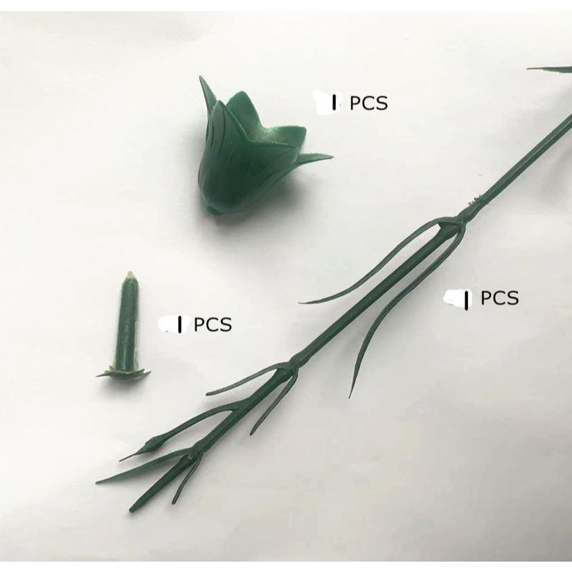 1 set Floral Wire Stem with Leaves and Calyxes for DIY Crafts Artificial Carnation Crochet Flower Stem for Making(3051L) - Image 8