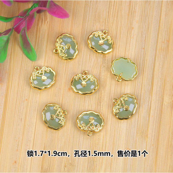 Jade Green Fortune Brand Pendant Color-preserving Ancient Golden Fortune Brand Bracelet Pendant DIY (3080L) - Image 13
