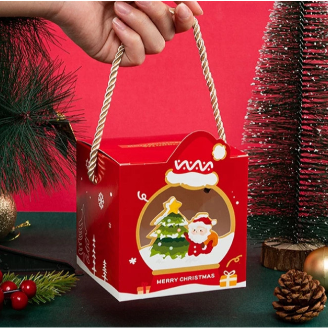 1pc New Christmas apple box open window cute handheld children's candy bags cartoon Christmas Eve gift box(3158L) - Image 11