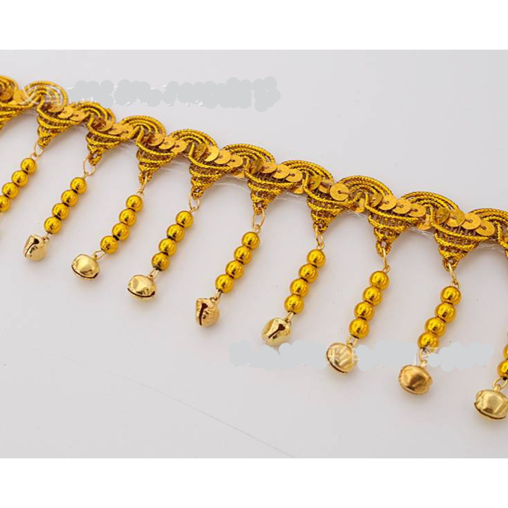 1yard 6.5cm Gold Silver Lace Bell Pendant National Wind Gold Sequins Lace Pendant Gold Bell Dress 铃铛吊坠花边 (4002L) - Image 9