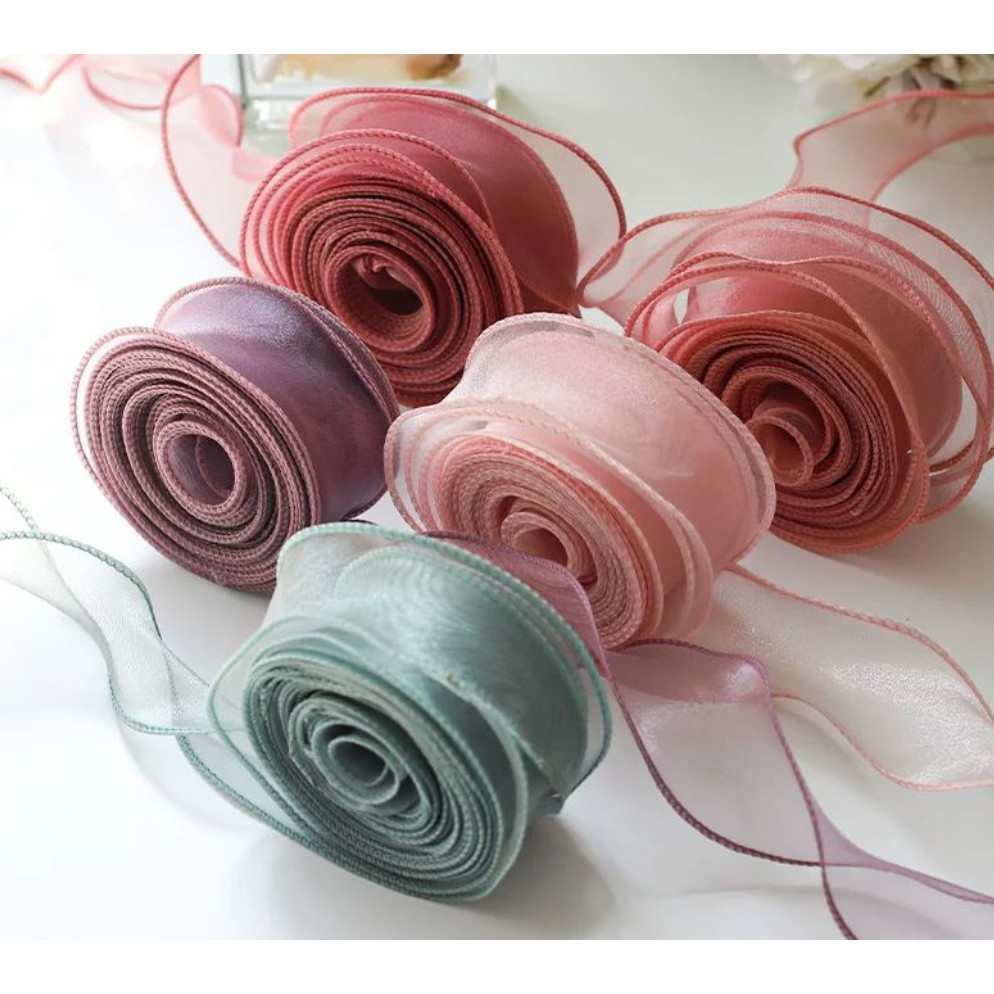 10yards/roll Fishtail Yarn Wave Sheer Chiffon Organza Ribbons Gift Box Packaging Bouquet Wrapping 鱼尾纱波浪纱丝带 (2971L) - Image 5