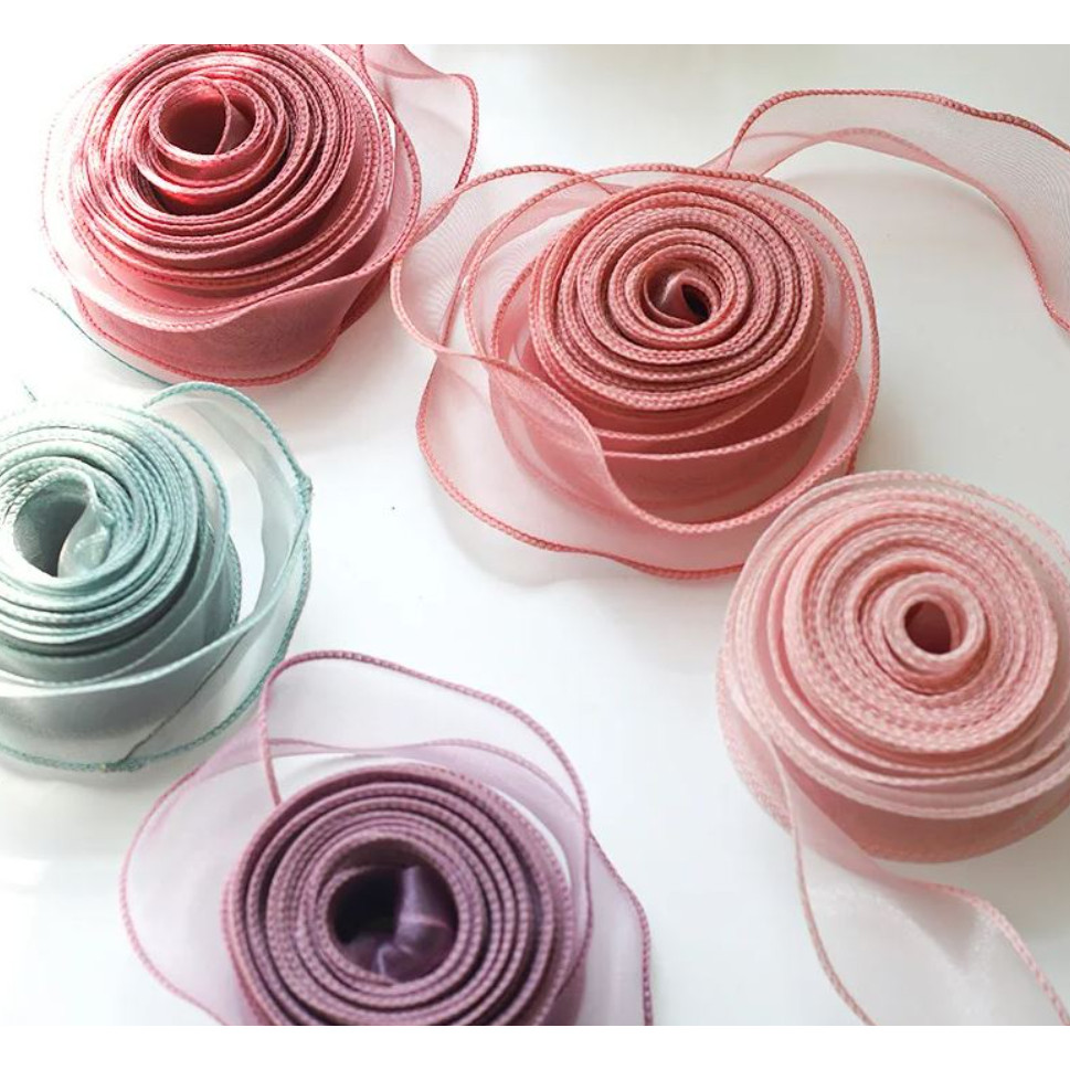 10yards/roll Fishtail Yarn Wave Sheer Chiffon Organza Ribbons Gift Box Packaging Bouquet Wrapping 鱼尾纱波浪纱丝带 (2971L) - Image 4