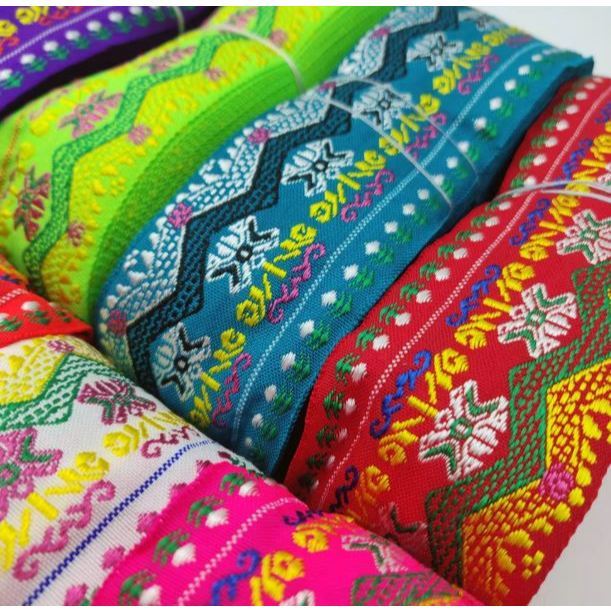1yard Colorful Ethnic Style Lace Trim,Dragon Embroidered Jacquard Ribbon Polyester Trim for Ethnic Clothing刺绣涤纶织带(3065L) - Image 2