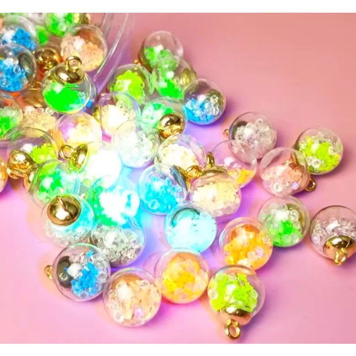 21x16mm Transparent Glass Ball Charms Pendant with Tiny Rhinestones Star Sequins Foam for Necklace Jewelry DIY(3101L) - Image 4