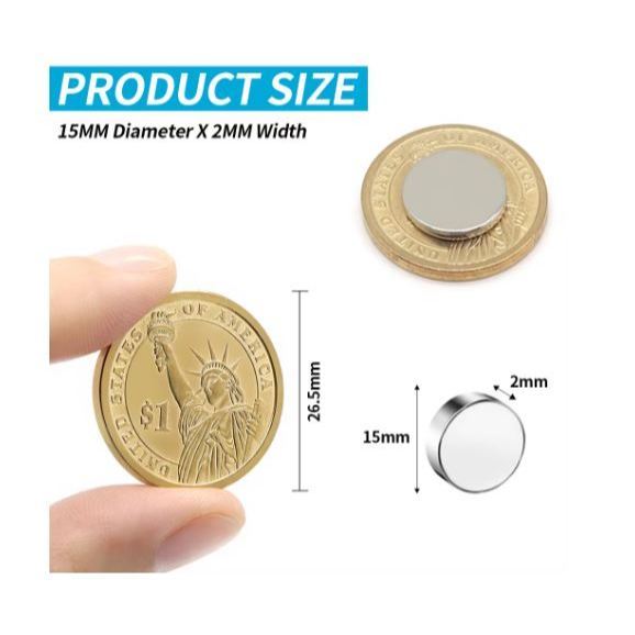 2Pcs15x2 Super Strong Magnet 15mm X 2mm Round Magnetic NdFeB Neodymium magnet N35 Powerful Disc imanes (3119L) - Image 3