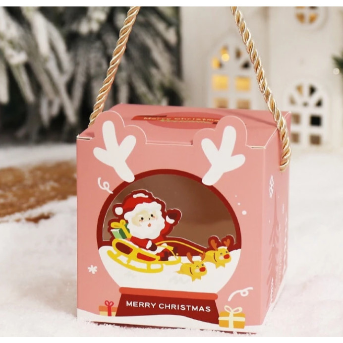 1pc New Christmas apple box open window cute handheld children's candy bags cartoon Christmas Eve gift box(3158L) - Image 9