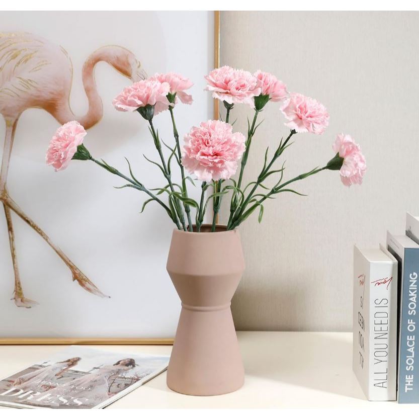 1 set Floral Wire Stem with Leaves and Calyxes for DIY Crafts Artificial Carnation Crochet Flower Stem for Making(3051L) - Image 2