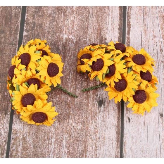 10pcs/lot Small Fake Simulation Sunflowers Small Fake Silk Sunflowers Faux Yellow Flowers Bulk for Craft Party (3124L) - Image 4
