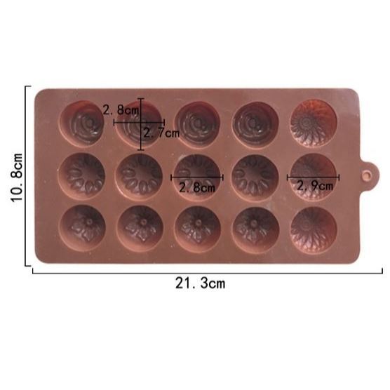 15 & 12 Flower Chocolate Silicone Mold Ice Cube Tray Jelly Pudding Baking Mould Cake Decoration Cupcake Topper (3023L) - Image 7