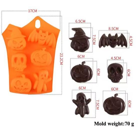 6/8/18/50 Cavities Halloween Scary Silicone Mold Hat Skull Tomb Bat Pumpkin Spider Chocolate Gummy Mould Cake Dec(3126L) - Image 9