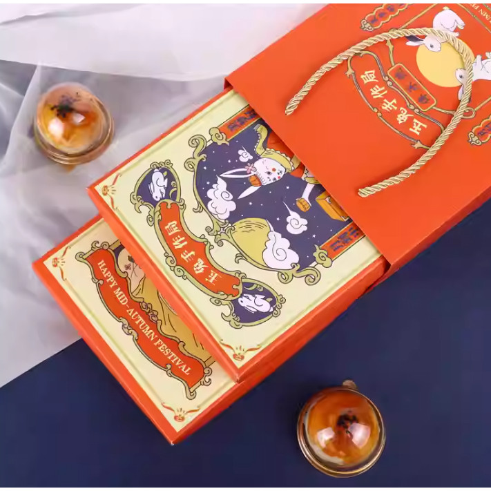 Mid-Autumn Festival Moon Cake Packing Box Boxes for Packaging Gift Bags with Handles Paper Bags Blue Gift Bags (3152L) - Image 5